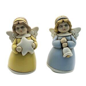 Vtg MCM EGAN Italy Italian Ceramic Angel Christmas Figurines Set Star Bell